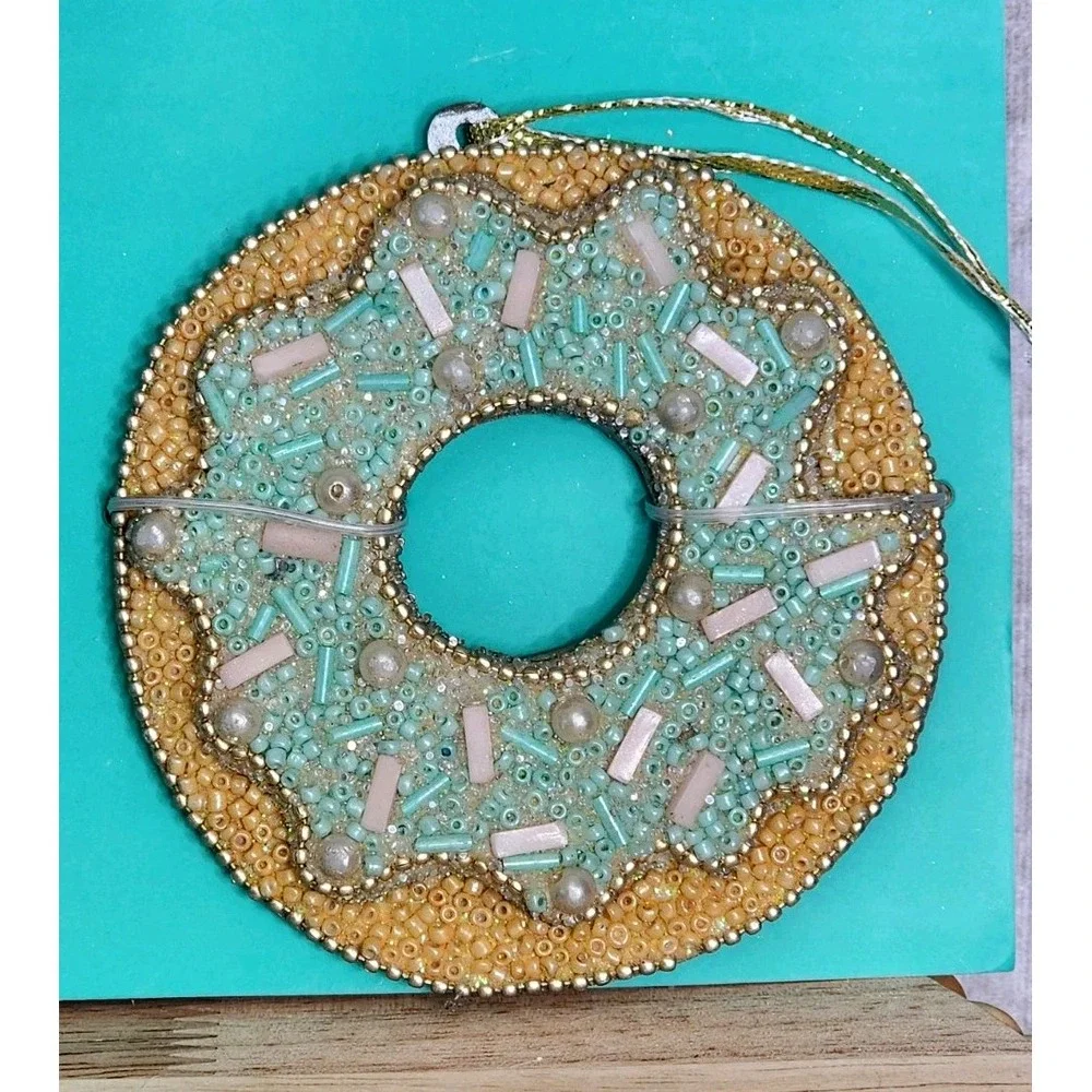 Beaded Donut Christmas Ornaments Pearls Sprinkles Sequins 4